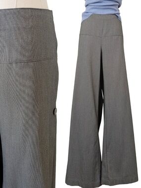 Terraware Wool Palazzo Pants Size Medium Grey Relaxed Fit Boho